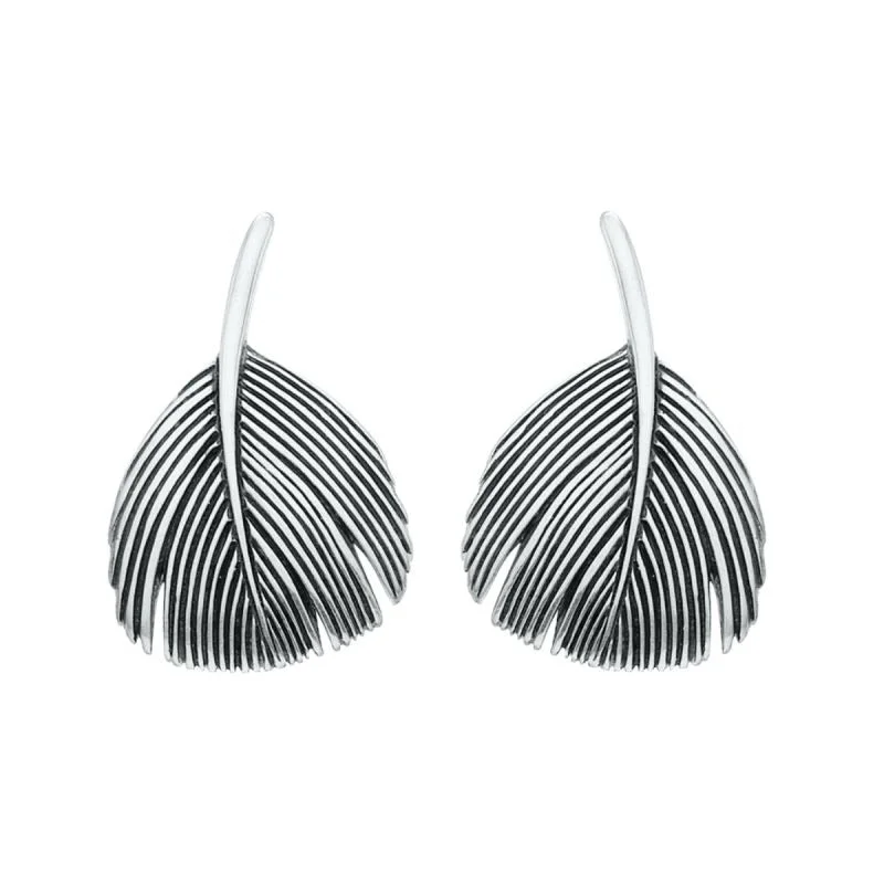 Braided hoop earrings-Grainger McKoy Sterling Silver Dove Feather Earrings