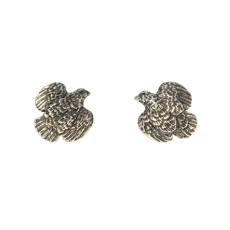 Flat-top earrings-Grainger McKoy Sterling Silver Small Quail Earrings