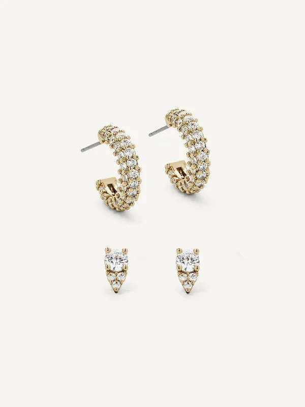 Sparkling crystal earrings-Leone Earring Set