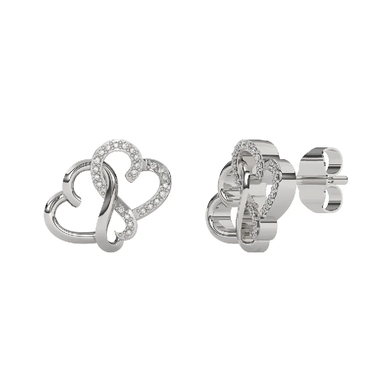 Sun motif earrings-LoveSong 1/20 CTW Diamond Heart Stud Earrings in Sterling Silver