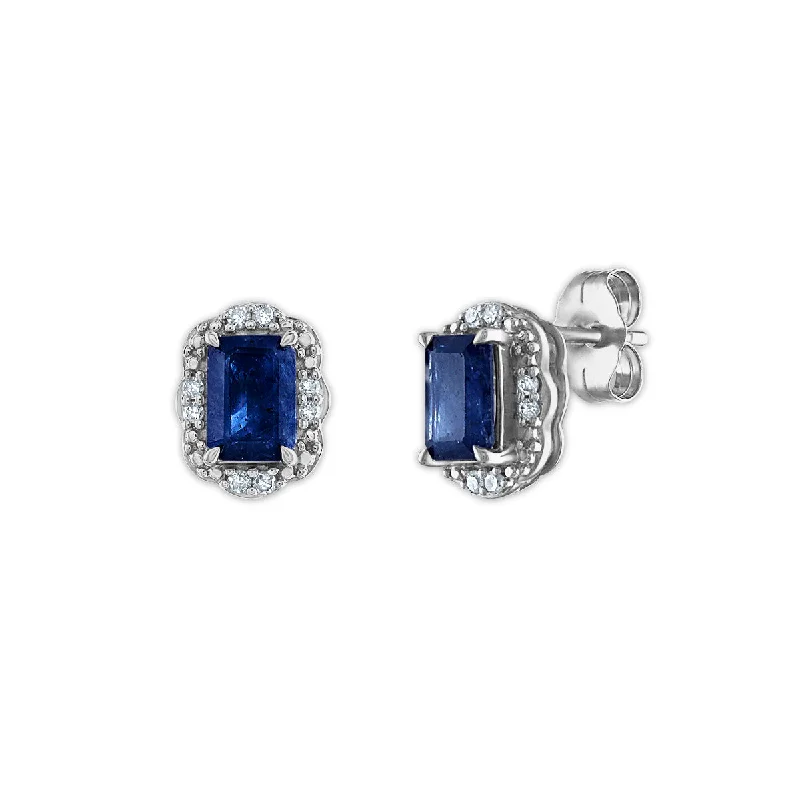 Sun motif earrings-LoveSong Vintage Inspired Sapphire and Diamond Earrings