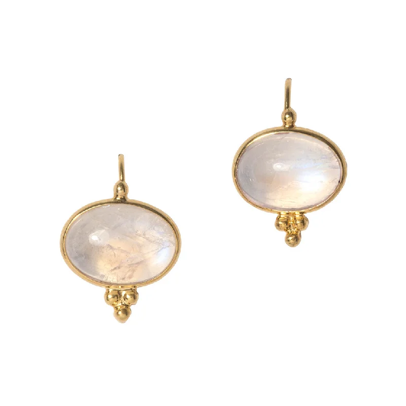 Chevron gem earrings-Mazza Moonstone 14K Yellow Gold Capri Earrings