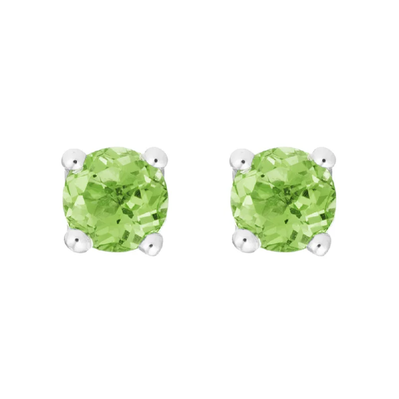 Ripple effect earrings-Peridot 14K White Gold 4mm Stud Earrings