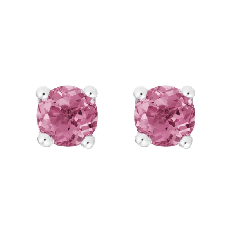 Sparkling crystal earrings-Pink Tourmaline 14K White Gold 4mm Stud Earrings