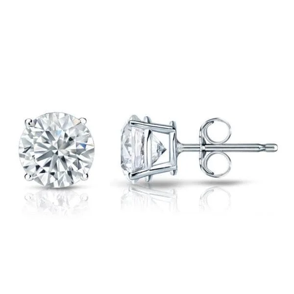 Matte rose earrings-Platinum Round 1ct TDW GIA Certified Diamond Stud Earrings by Auriya