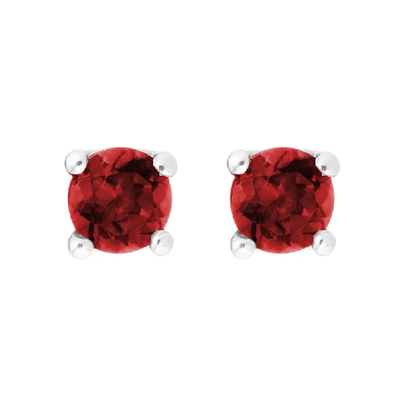 Five-stone earrings-Ruby 14K White Gold 4mm Stud Earrings