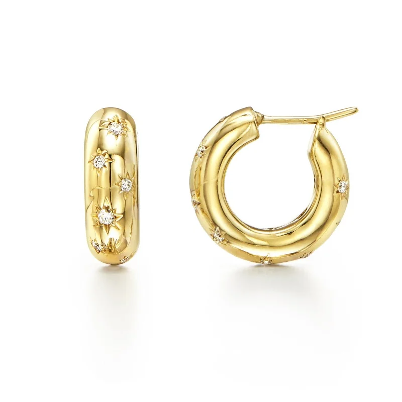 Sculpted gold earrings-Temple St. Clair Cosmos Hoop Earrings