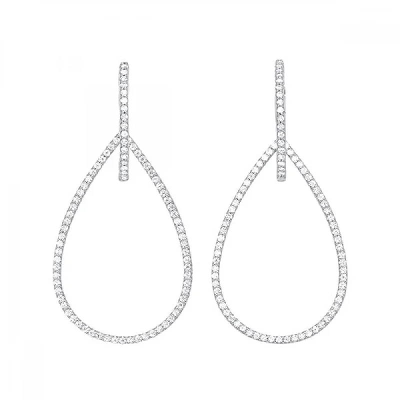 Crescent moon earrings-10KT White Gold Versatile Diamond Dangle Earrings.