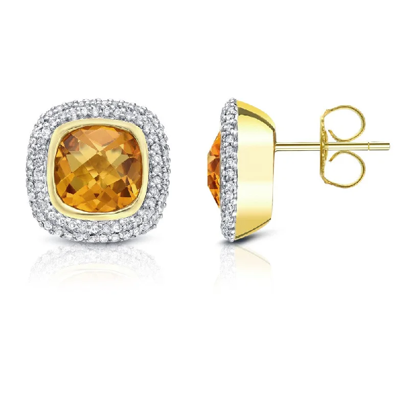 Two-stone earrings-14k Two-tone Gold 1/2ct TDW Citrine and Diamond Earrings