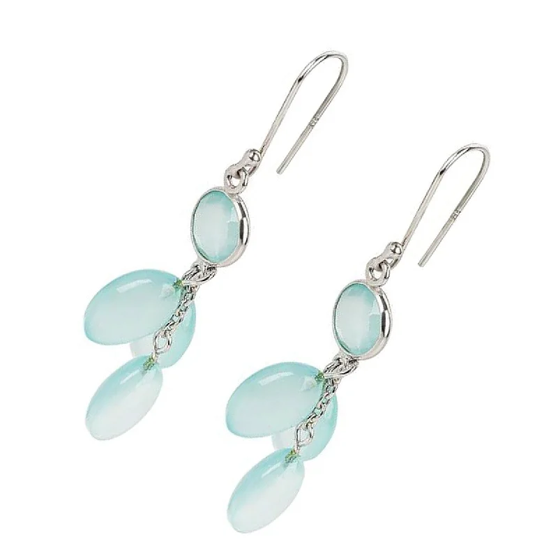 Laser-engraved earrings-925 Sterling Silver Aqua Chalcedony Drop & Dangle Earrings