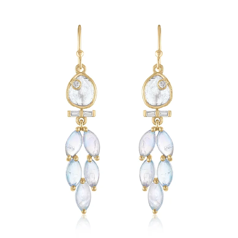 Matte rose earrings-ALINA DIAMOND AND MOONSTONE EARRINGS