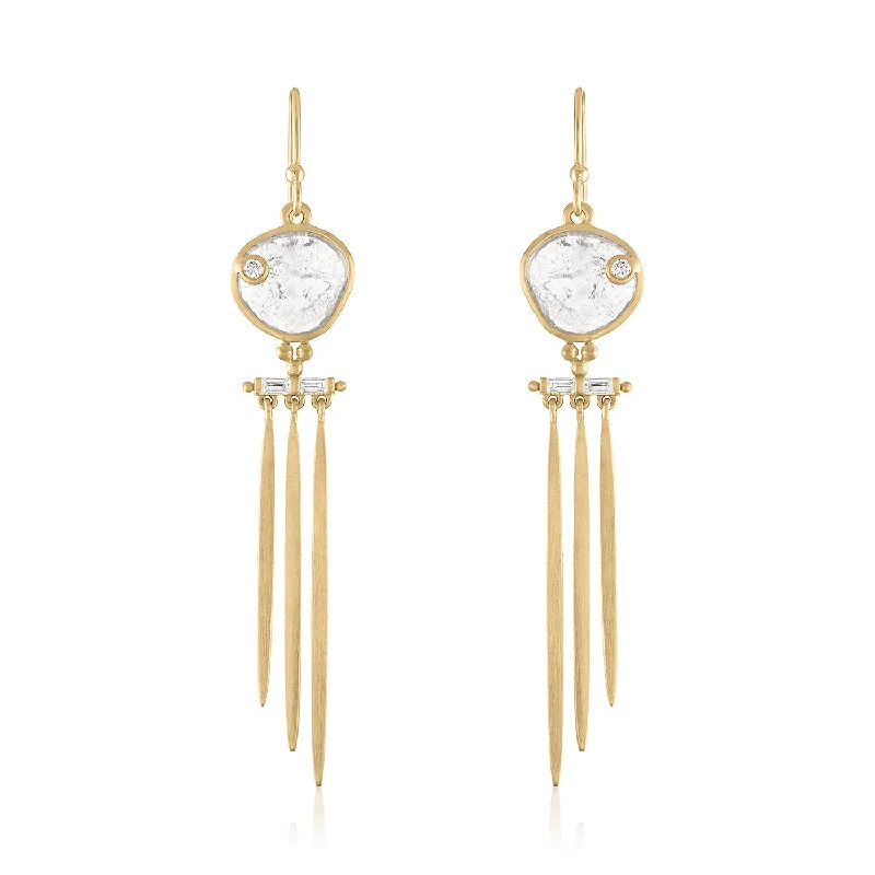 Five-stone earrings-ASTER DIAMOND SLICE FRINGE EARRINGS