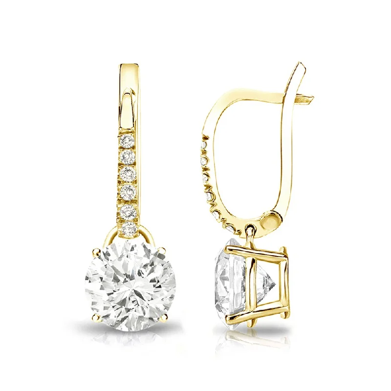 Sleek platinum earrings-Auriya 14k Gold 1 3/4ct TDW Round Diamond Dangle Earrings (J-K, I1-I2)