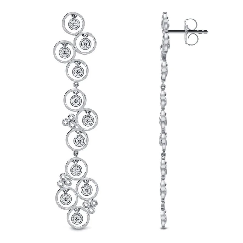 Textured edge earrings-Auriya 14k White Gold 1ct TDW Linear Diamond Dangle Earrings (G-H, SI1-SI2)