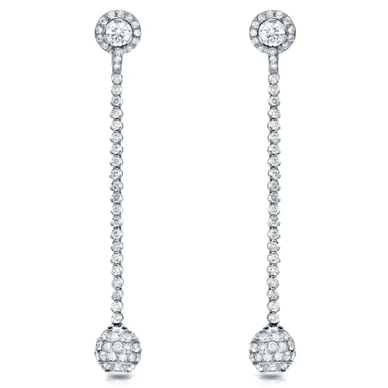 Textured edge earrings-Auriya 18k White Gold 7ct TDW Diamond Dangle Ball Drop Earrings (F-G, SI1-SI2)