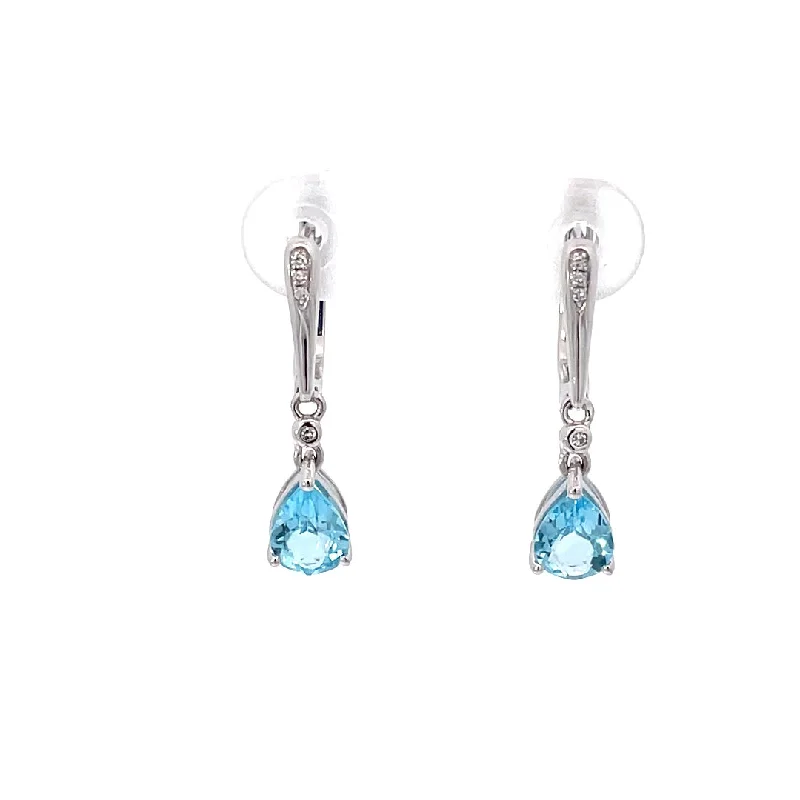 Bold tourmaline earrings-Blue Topaz and Diamonds Drop Earrings