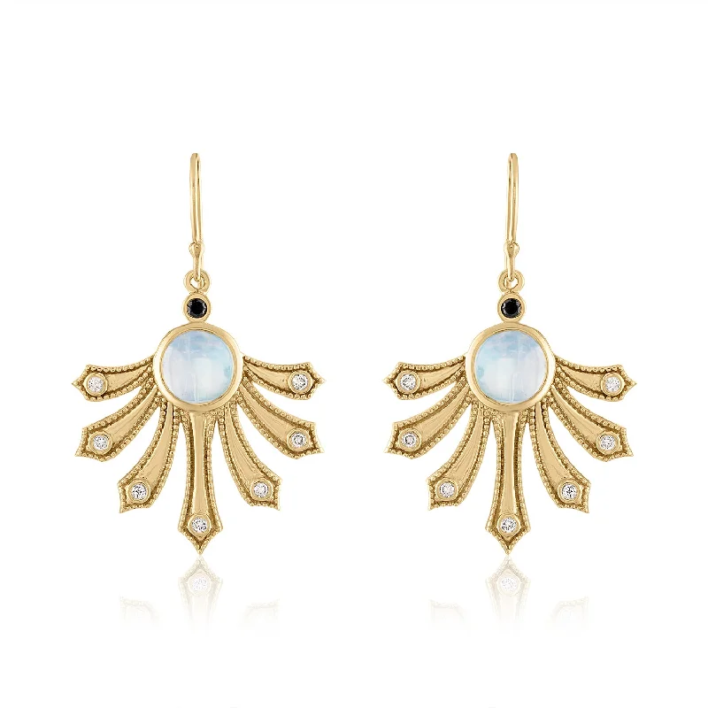 Floral engraved earrings-CATALINA MOONSTONE EARRINGS