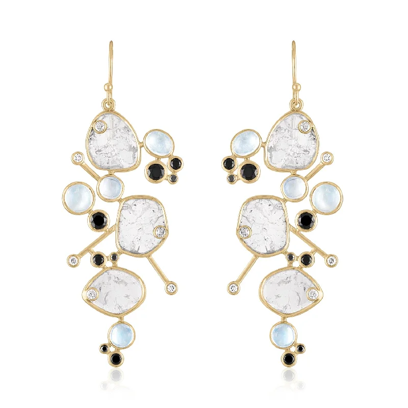 Scalloped edge earrings-ETHERIA CLUSTER EARRINGS MOONSTONES XL