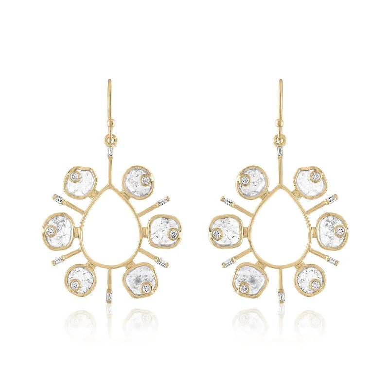 Interlocked earrings-AURORA DIAMOND SLICE STATEMENT EARRINGS