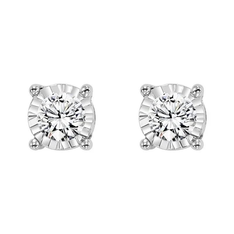 Wave-pattern earrings-Diamond Solitaire Earrings