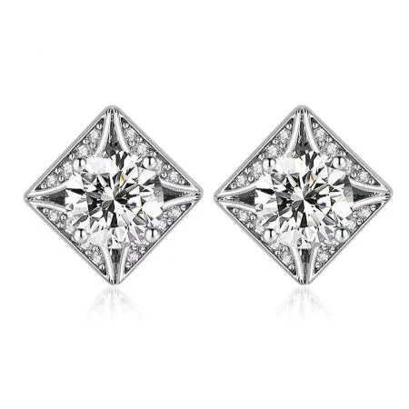 Sculpted silver earrings-Eden Moissanite Earrings