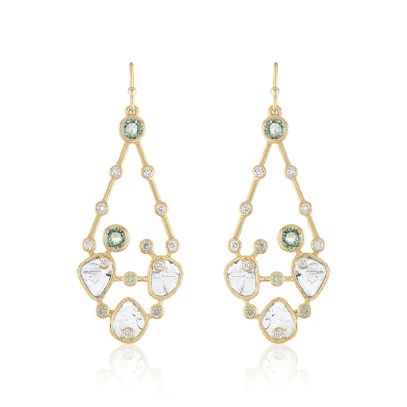 Wide-set earrings-ELARA KITE SHAPE DIAMOND SLICE EARRINGS