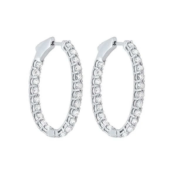 Faceted gem earrings-14KT WHITE GOLD DIAMOND (3CTW) EARRING