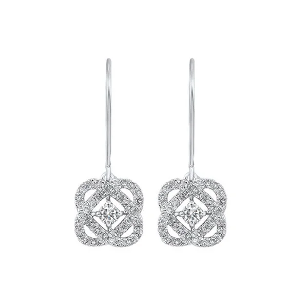 Shiny silver earrings-14KT WHITE GOLD DIAMOND (1/2CTW) EARRING