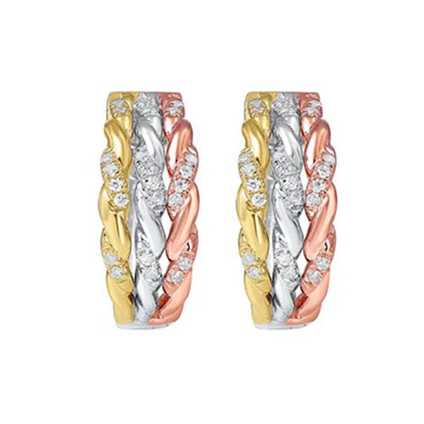 Futuristic diamond earrings-10KT WHITE YELLOW ROSE GOLD DIAMOND (1/6CTW) EARRING