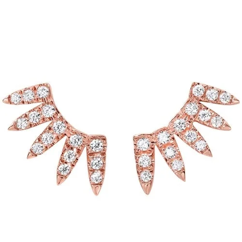 Open-heart earrings-Diamond Feather Earrings in 14K Rose Gold (1/2 ct. tw.)