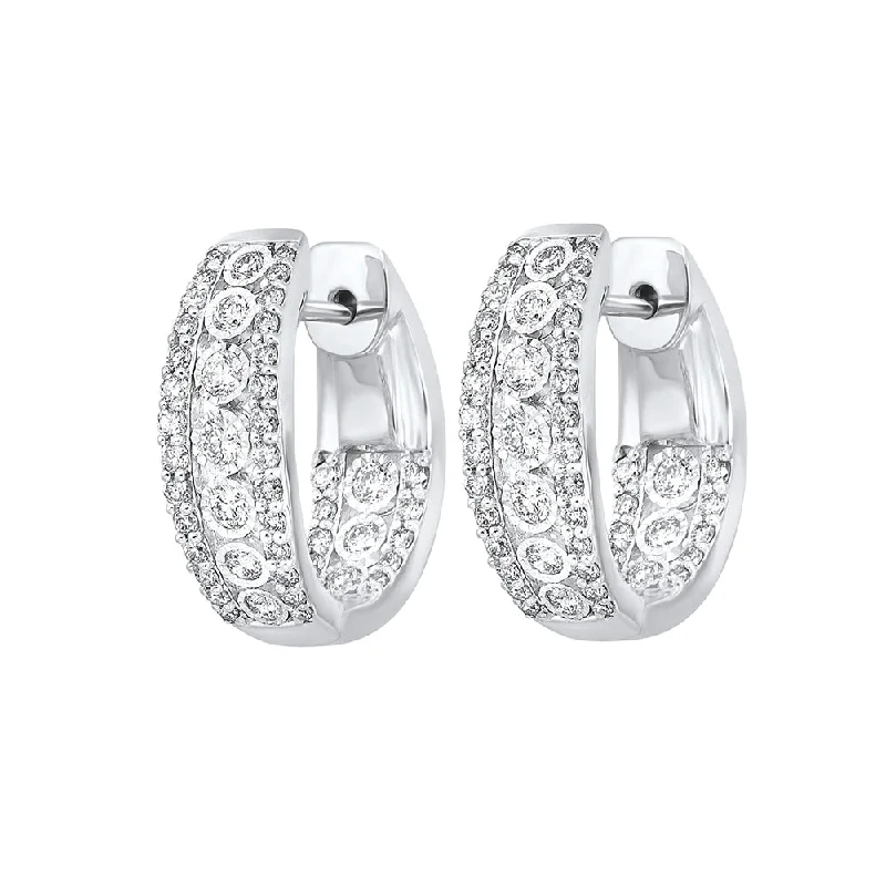 Floral engraved earrings-14KT WHITE GOLD DIAMOND (1CTW) EARRING