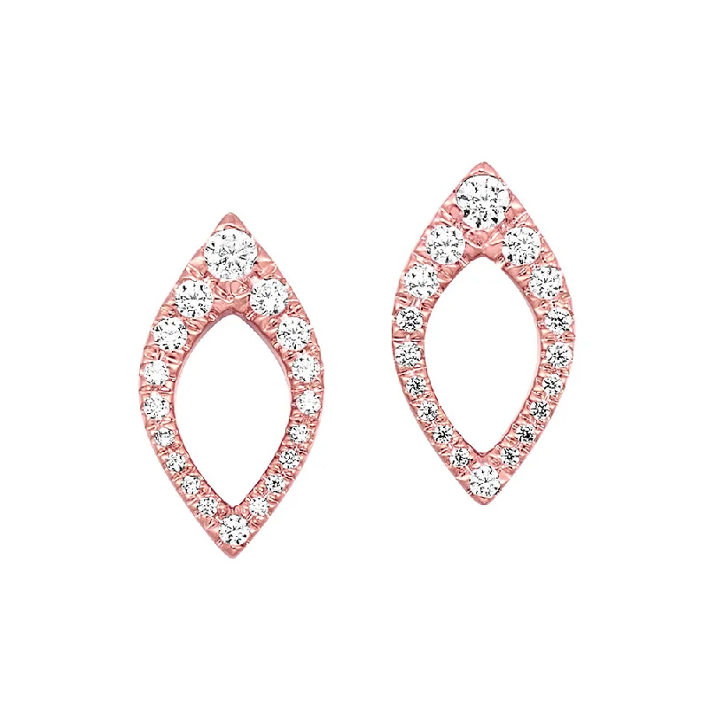 Textured edge earrings-14KT ROSE GOLD DIAMOND (1/4CTW) EARRING