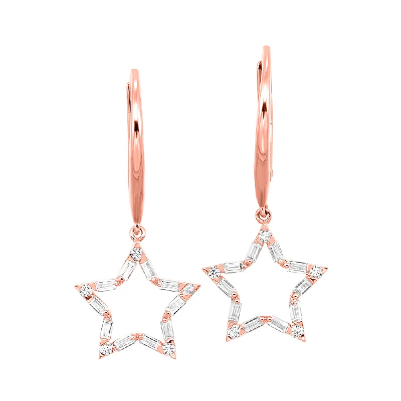 Zigzag pattern earrings-10KT ROSE GOLD DIAMOND (1/2CTW) EARRING