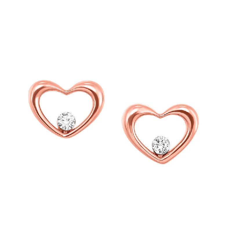 Swirled design earrings-10KT ROSE GOLD DIAMOND (1/20 CTW) EARRING