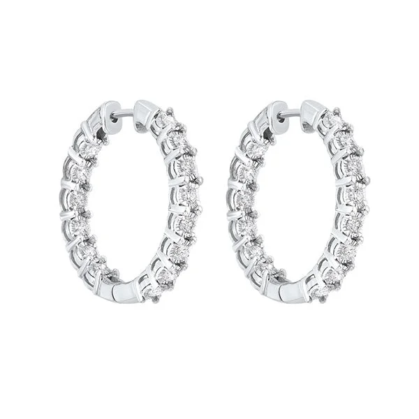 Embossed earrings-14KT WHITE GOLD DIAMOND (2CTW) EARRING