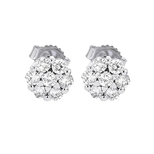 Sculpted gold earrings-14KT WHITE GOLD DIAMOND (3/4CTW) EARRING