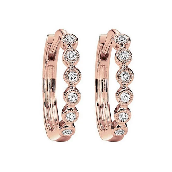 Hollowed-out earrings-10KT ROSE GOLD DIAMOND (1/8CTW) EARRING