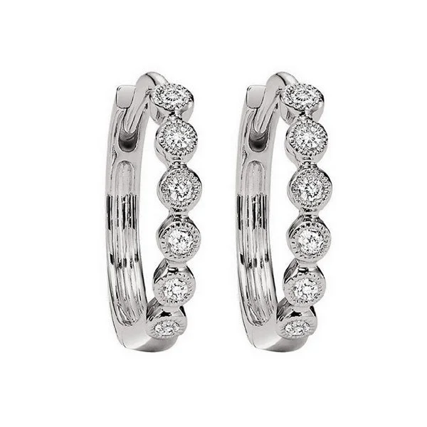 Adjustable gem earrings-10KT WHITE GOLD DIAMOND (1/6CTW) EARRING