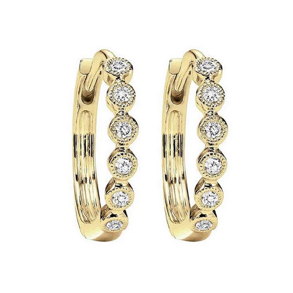 Tribal engraved earrings-10KT YELLOW GOLD DIAMOND (1/8CTW) EARRING