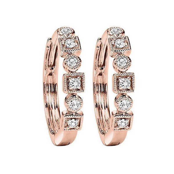 Polished rose earrings-10KT ROSE GOLD DIAMOND (1/8CTW) EARRING