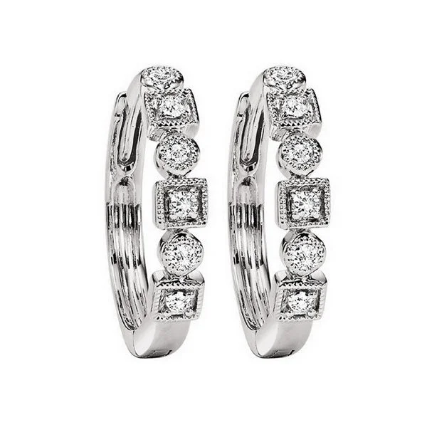 Asscher stud earrings-10KT WHITE GOLD DIAMOND (1/8CTW) EARRING