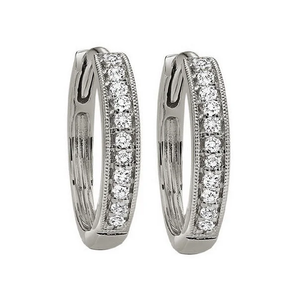 Bold pave earrings-10KT WHITE GOLD DIAMOND (1/6CTW) EARRING