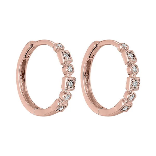 Glittering diamond earrings-14KT ROSE GOLD DIAMOND (1/8CTW) EARRING