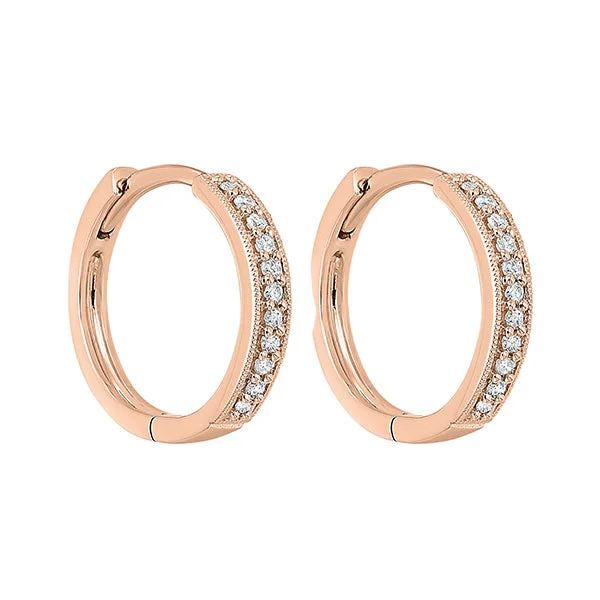 Infinity hoop earrings-14KT ROSE GOLD DIAMOND (1/6CTW) EARRING