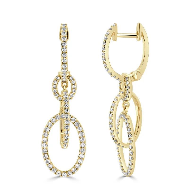 Hand-carved earrings-Joelle Diamond Link Drop Earrings 14K Gold