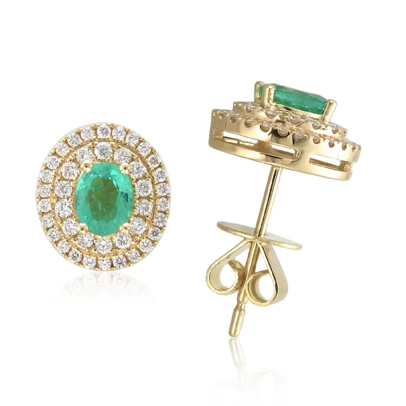 Delicate topaz earrings-Joelle Emerald & Diamond 18K Gold Earrings