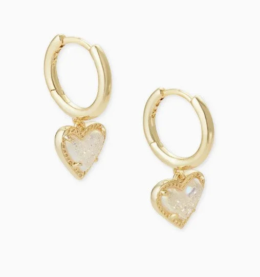 Flat-top earrings-Kendra Scott Ari Heart Huggies