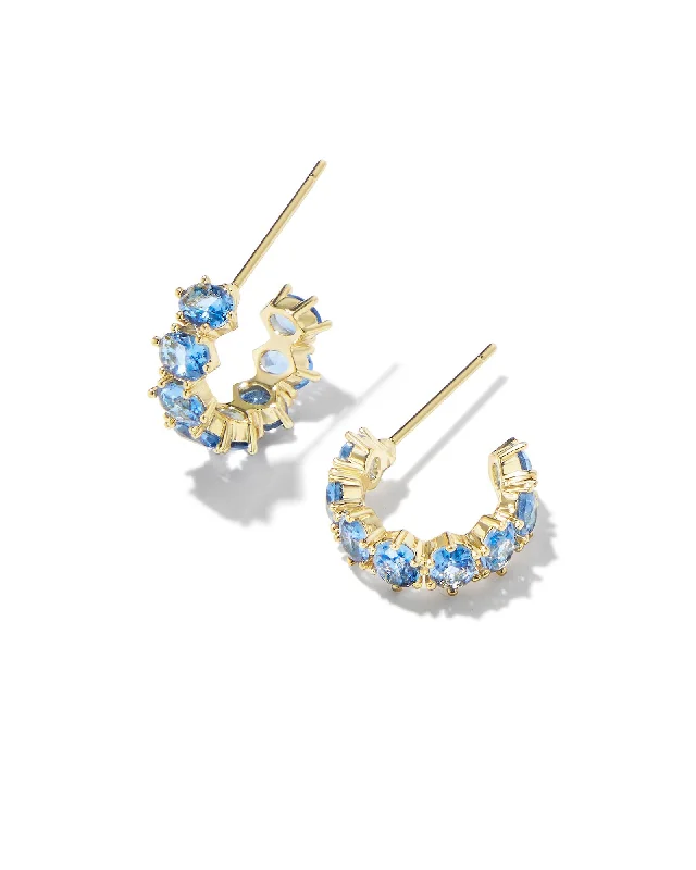 Pear-shaped earrings-Kendra Scott Cailin Blue Violet Crystal Huggies