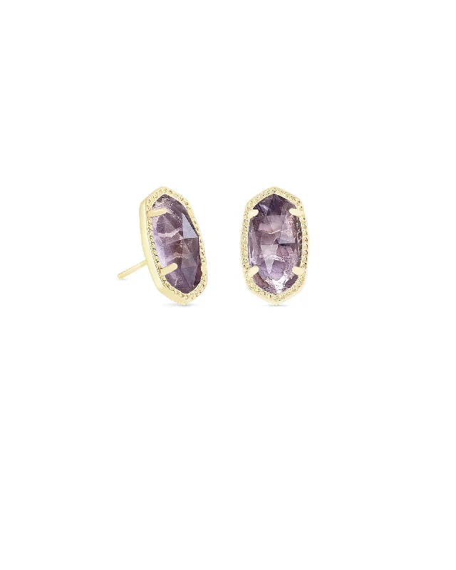 Tension-set earrings-Kendra Scott Ellie Earrings in Gold Toned Purple Amethyst