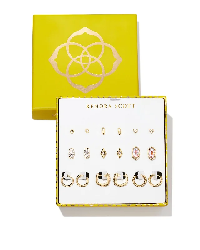 Modern amethyst earrings-Kendra Scott Gold Earring Gift Set